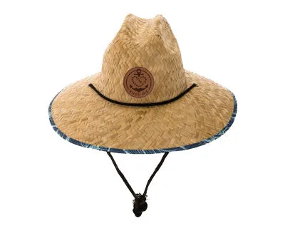 Straw Lifeguard Hat - Blue Waves
