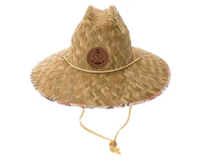 Straw Lifeguard Hat - Pink Hibiscus